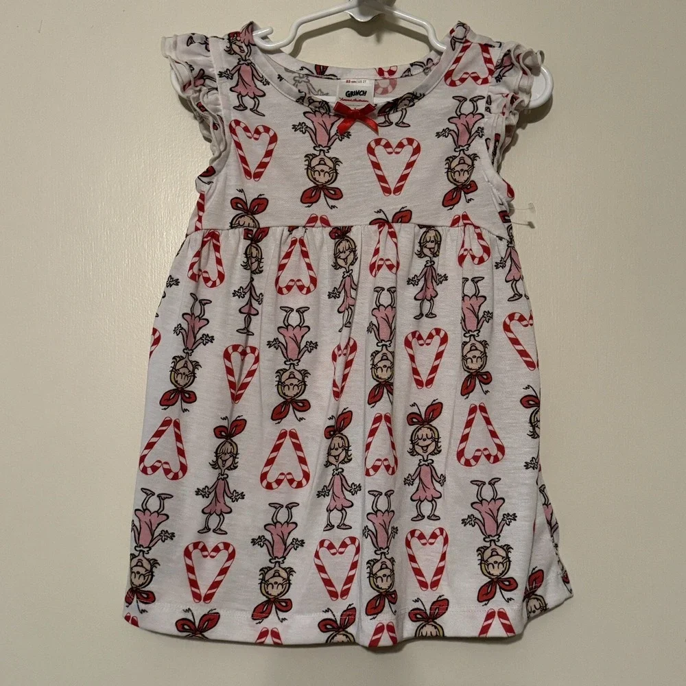 HANNA ANDERSSON Cindy Lou Who Candy Canes Grinch Nightgown 2T 85cm Christmas